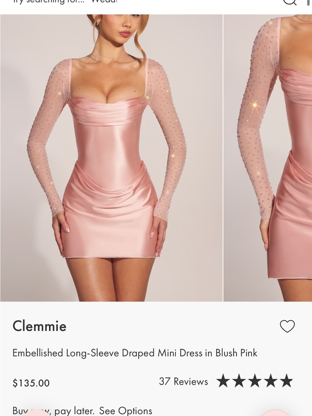 Oh Polly Blush Pink Embellished Draped Mini Dress